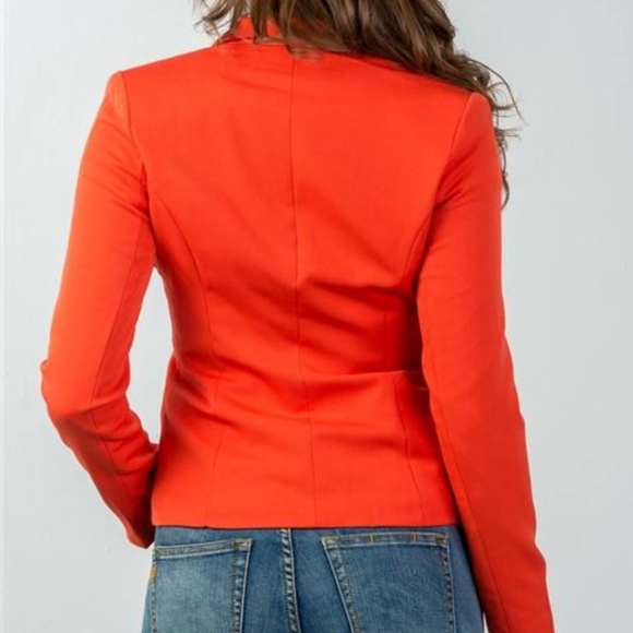 CLASSIC DOUBLE BUTTON DOWN BLAZER in CORAL - Picture 2 of 5